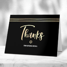 Bar Mitzvah Svart Guld Folie Script Tallit Modern Tack Kort