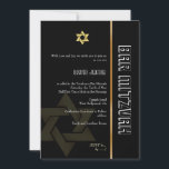 Bar Mitzvah/svart/guld Inbjudningar<br><div class="desc">PixDezines Bar Mitzvah i vanligt svart och guld med en gyllene Davidssköld inte lika flashig som Bat Mitzvah-kort,  klassisk subtil.  Helt anpassningsbar,  ändra din bakgrundsfärg.  Copyright © 2010 PixDezines.com och PixDezines på zazzle.com</div>