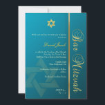 Bar Mitzvah/tealblå/guld Inbjudningar<br><div class="desc">PixDezines Bar Mitzvah i enfärgat tealblått och guld med en gyllene David-stjärna,  inte lika flashig som Bat Mitzvah-kort,  klassisk subtil.  Fullt anpassningsbar,  ändra bakgrundsfärgen.  Copyright © 2010 PixDezines.com och PixDezines på zazzle.com</div>