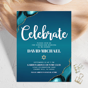 Bar Mitzvah Turkos Ombre Agat Modern Script Tilläggskort