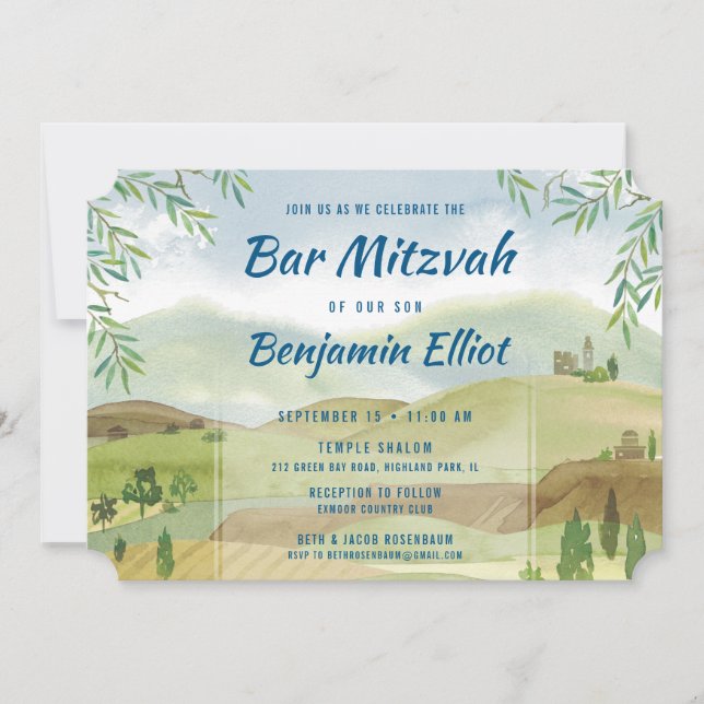 Bar Mitzvah-vy Inbjudningar (Framsida)