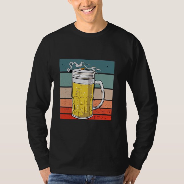 Bär mugg cigarettrökning alkohol pub pu t shirt (Framsida)