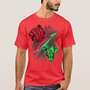 Bär och bullfisk i lagrar marknadsvetenskap guld m t shirt