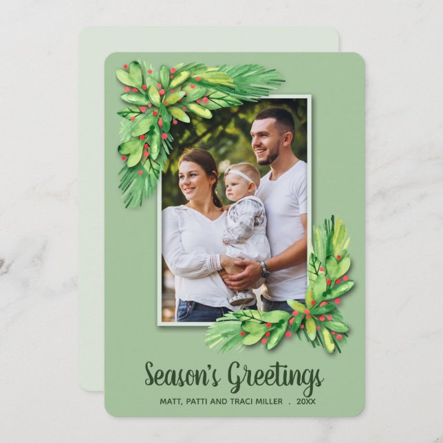 Bär och Gröntar Julfoto Julkort (Fram/baksida)