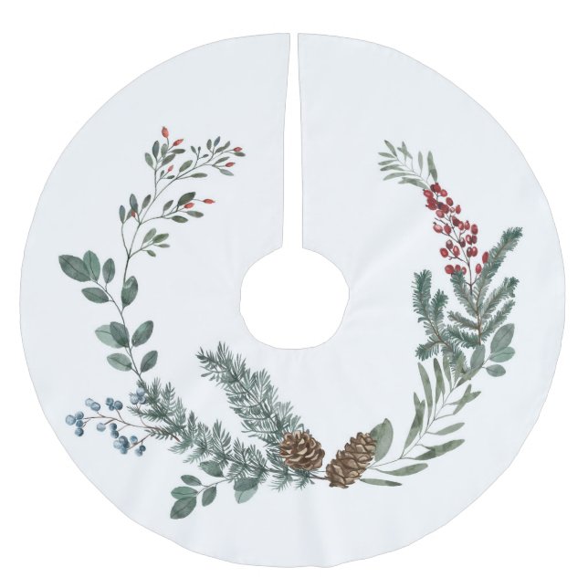 Bär och kottar julgransmatta borstad polyester (Framsidan)