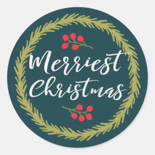 Bär och mest glad jul för gräs runt klistermärke