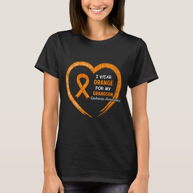 Bär orange för leukemi medvetenhet för sonson t shirt (Framsida)