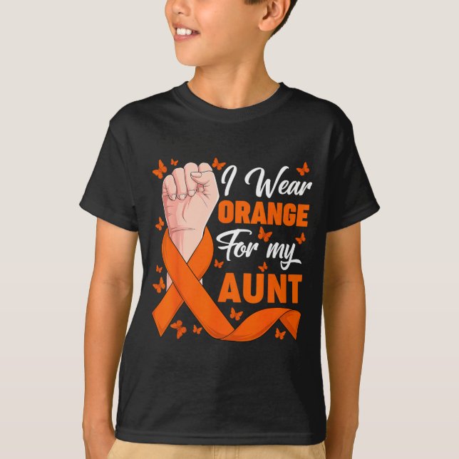Bär orange för mormor leukemi medvetenhet månad t shirt (Framsida)