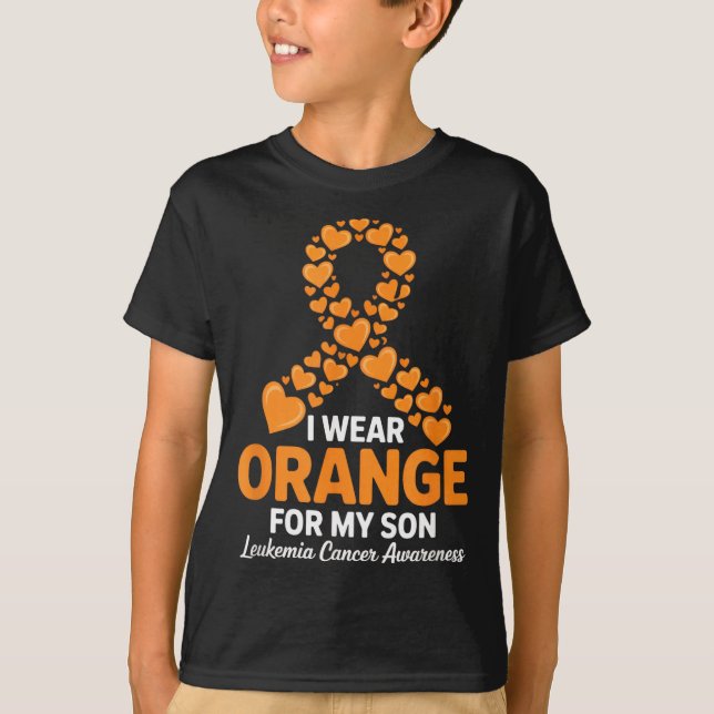 Bär orange för son leukemi medvetenhet t-shirts (Framsida)