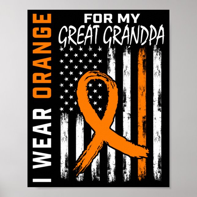 Bär Orange För Storfar Leukemi Medvetenhet Poster (Framsidan)