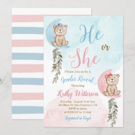 Bär över måne; han eller hon Gender Reveal Inbjudningar