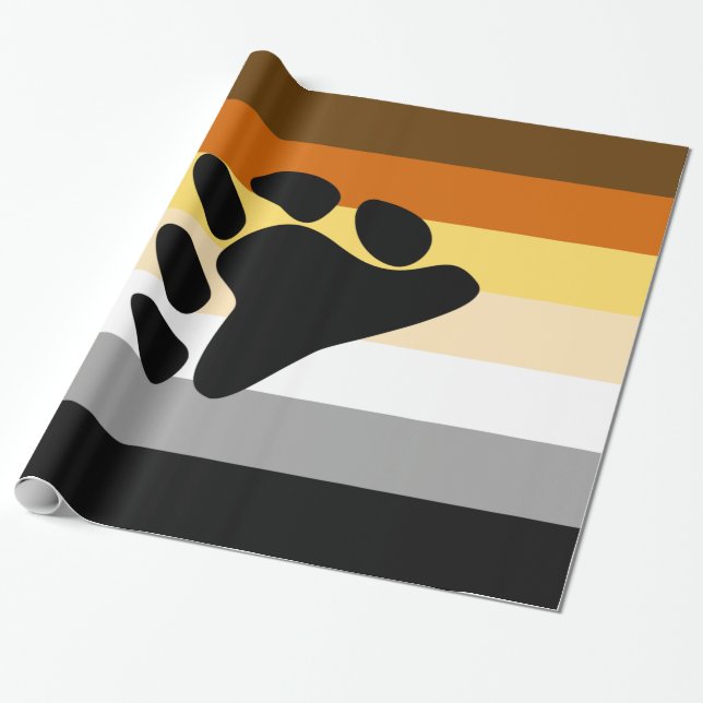 Bär Pride Flagga med Tass Presentpapper (Utrullad)