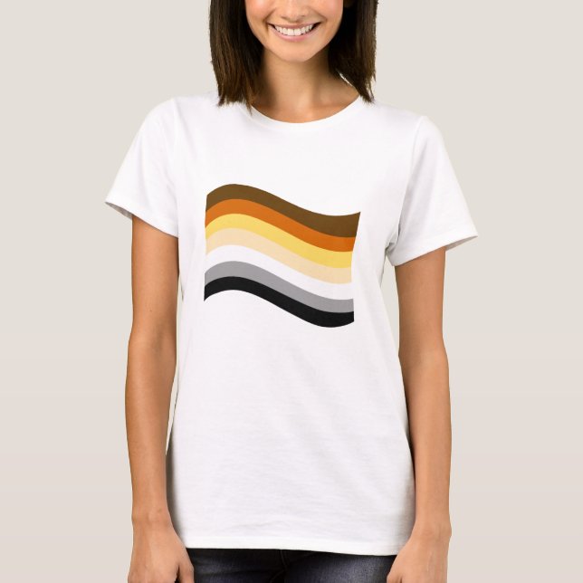 Bär Pridet Vågigt Flagga T Shirt (Framsida)