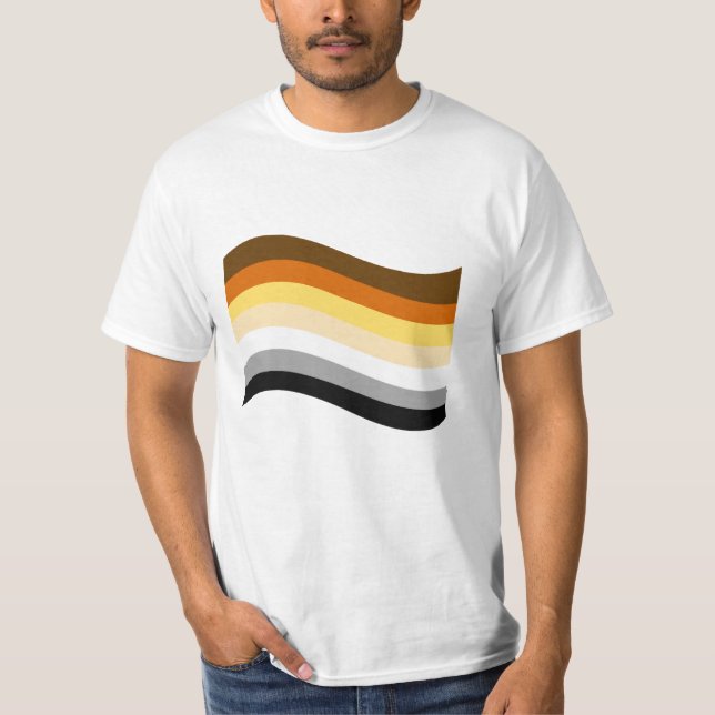 Bär Pridet Vågigt Flagga T Shirt (Framsida)