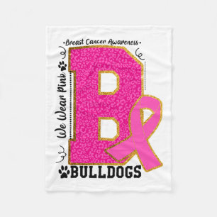 Bär Rosa Bulldogs Bröstcancer Medvetenhet Bulldog Fleecefilt