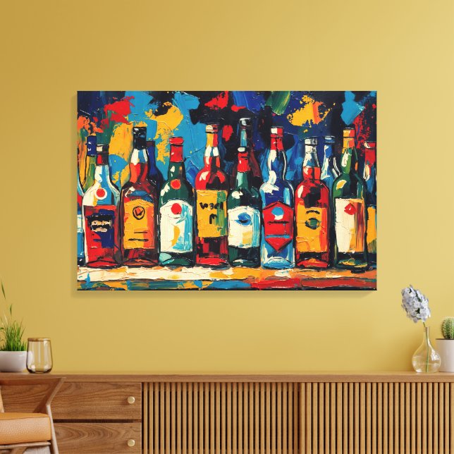 "Bar Shelf Bottle Collection" (stil 1) Canvastryck (Insitu (Vardagsrum))