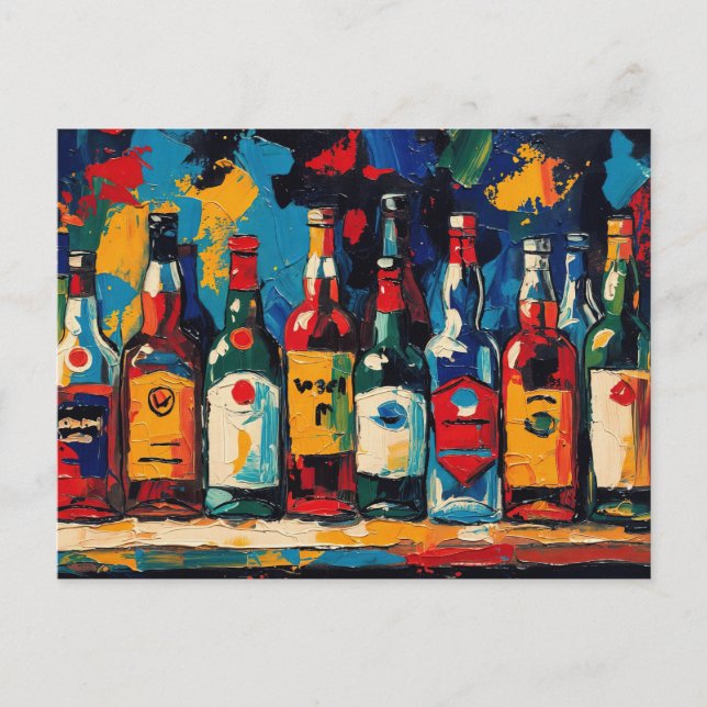 "Bar Shelf Bottle Collection" (stil 1) Helg Vykort (Framsida)