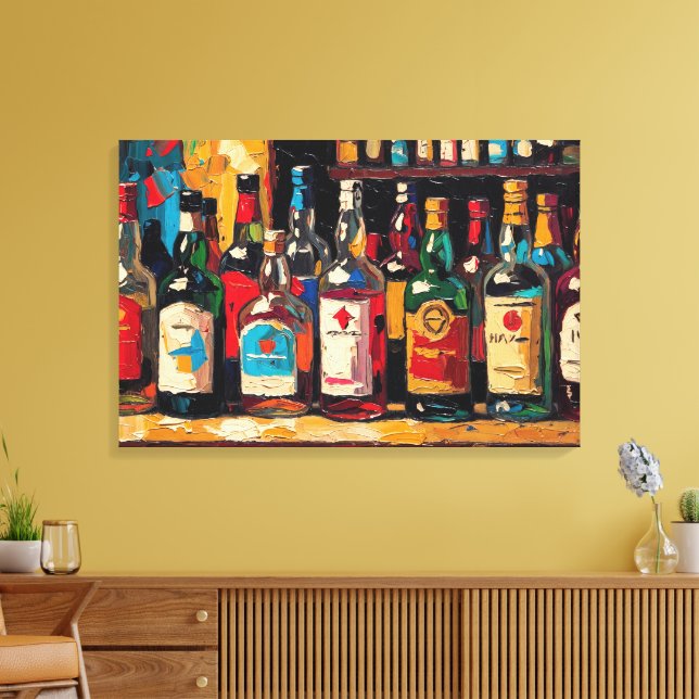 "Bar Shelf Bottle Collection" (stil 2) Canvastryck (Insitu (Vardagsrum))