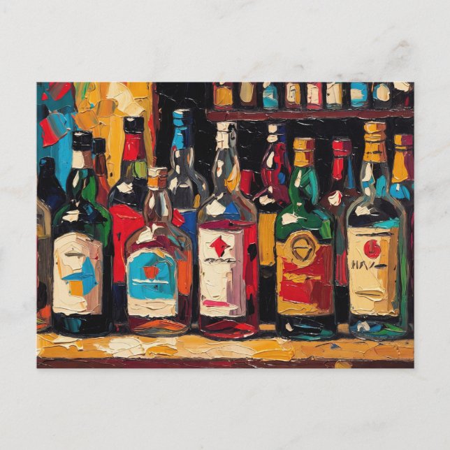 "Bar Shelf Bottle Collection" (stil 2) Helg Vykort (Framsida)