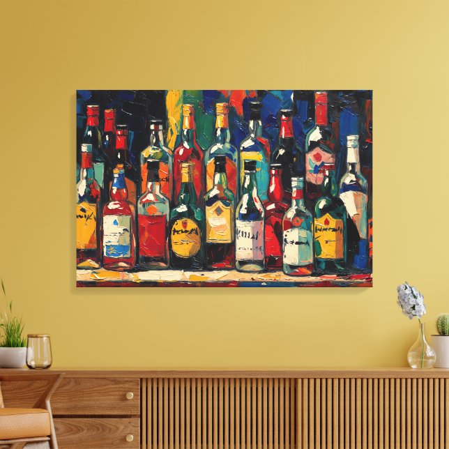 "Bar Shelf Bottle Collection" (stil 3) Canvastryck (Insitu (Vardagsrum))