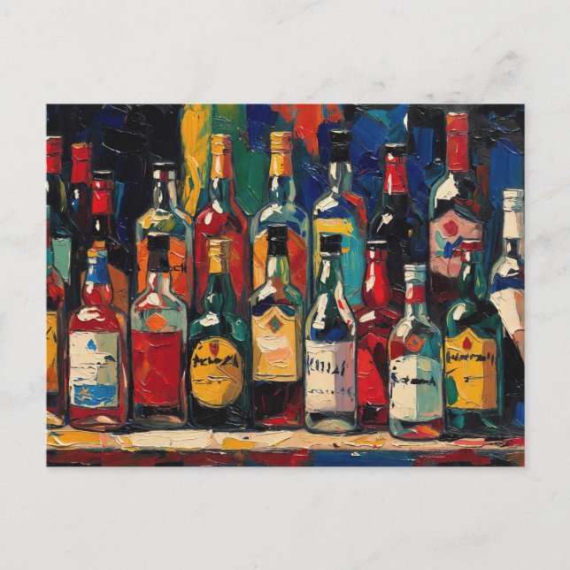 "Bar Shelf Bottle Collection" (stil 3) Helg Vykort (Framsida)