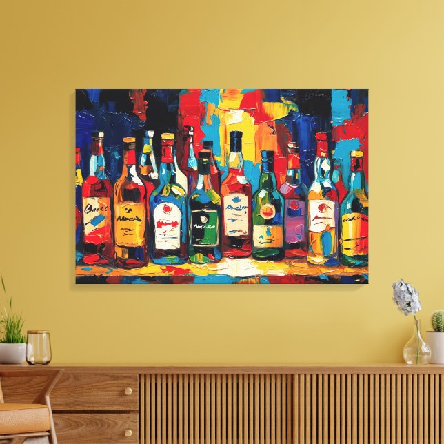 "Bar Shelf Bottle Collection" (stil 4) Canvastryck (Insitu (Vardagsrum))