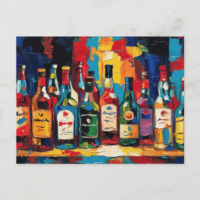 "Bar Shelf Bottle Collection" (stil 4) Helg Vykort (Framsida)
