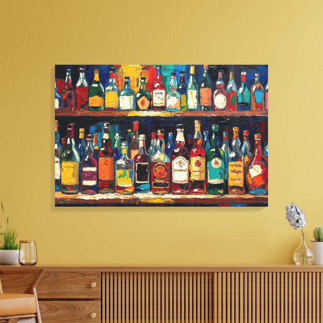 "Bar Shelf Bottle Collection" (stil 5) Canvastryck (Insitu (Vardagsrum))