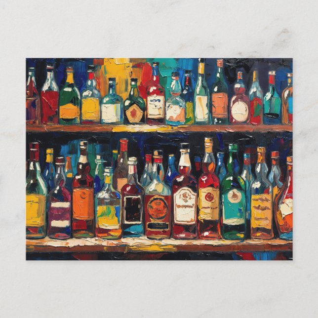 "Bar Shelf Bottle Collection" (stil 5) Helg Vykort (Framsida)