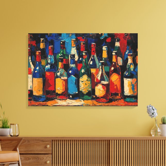 "Bar Shelf Bottle Collection" (stil 6) Canvastryck (Insitu (Vardagsrum))