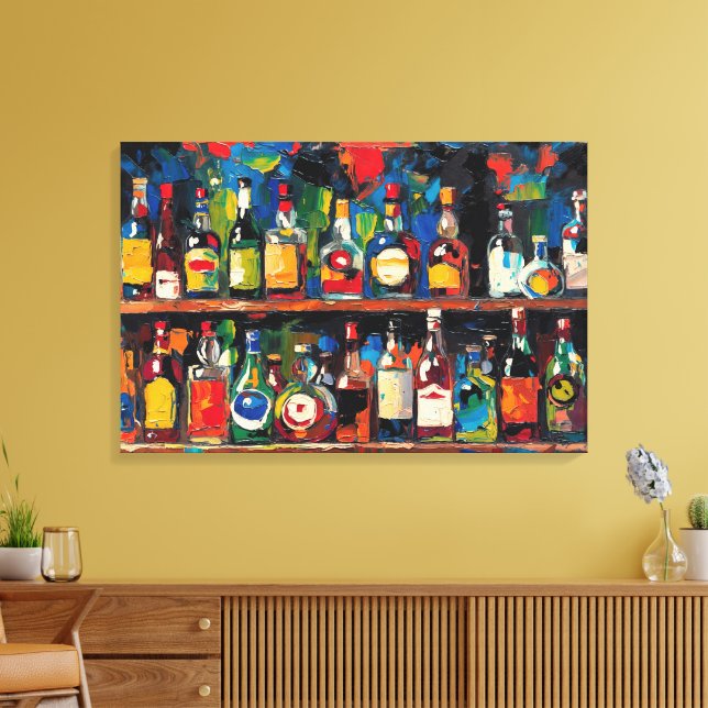 "Bar Shelf Bottle Collection" (stil 7) Canvastryck (Insitu (Vardagsrum))