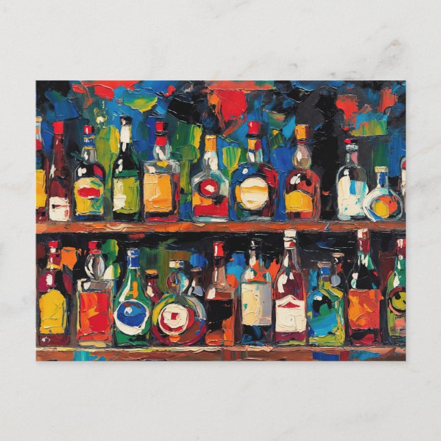 "Bar Shelf Bottle Collection" (stil 7) Helg Vykort (Framsida)