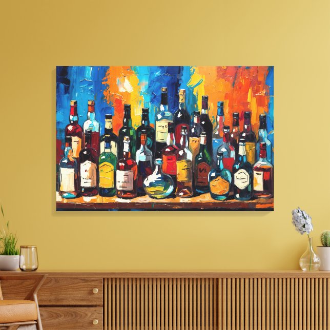 "Bar Shelf Bottle Collection" (stil 9) Canvastryck (Insitu (Vardagsrum))
