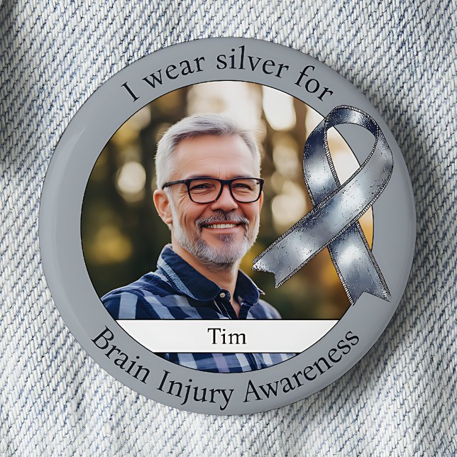 Bär Silver för fotobevistelse för hjärnskadad medv Knapp (Skapare uppladdad)