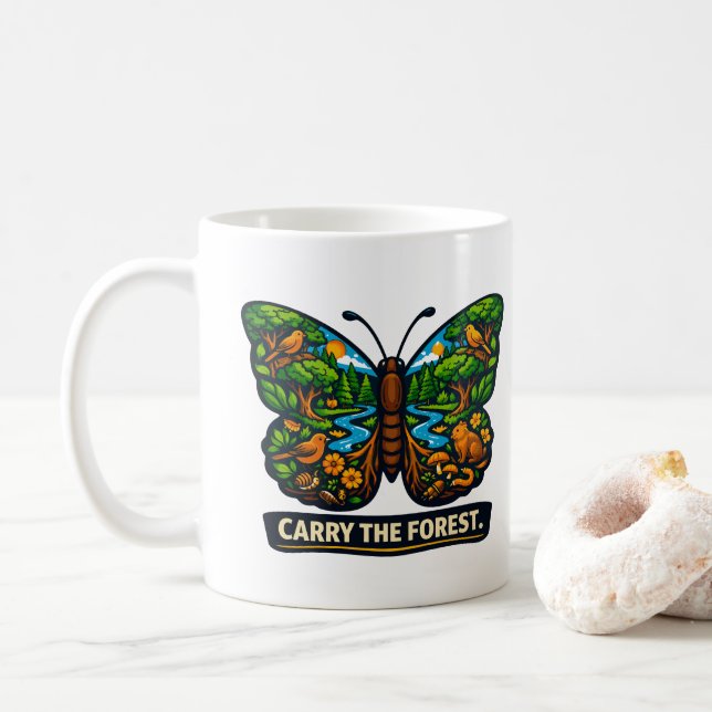 Bär Skogens Fjärilsekosystem Kaffemugg (Med munk)