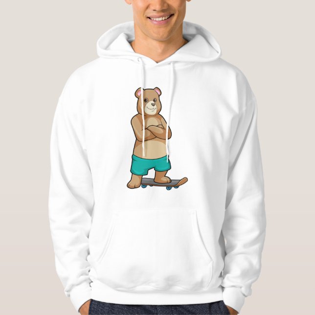 Bär som Skater med Skateboard Hoodie (Framsida)