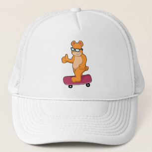 Bär som Skater med Skateboard Keps