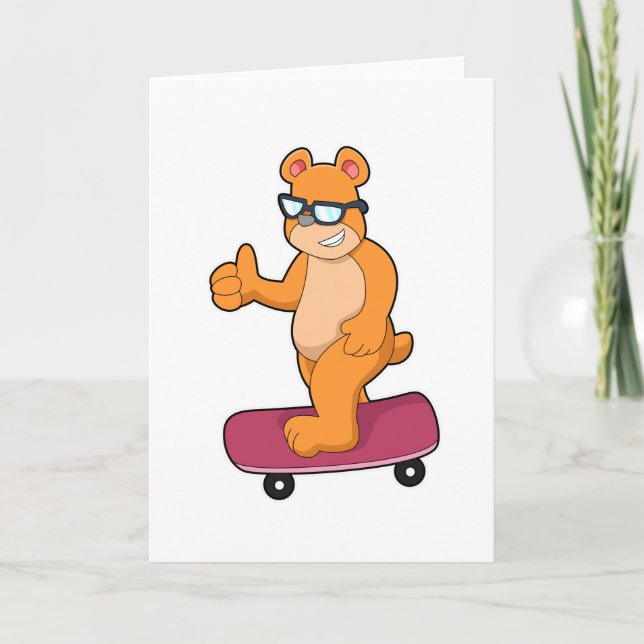 Bär som Skater med Skateboard Kort (Framsida)