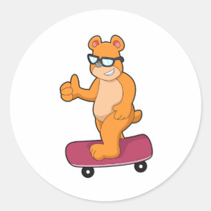 Bär som Skater med Skateboard Runt Klistermärke
