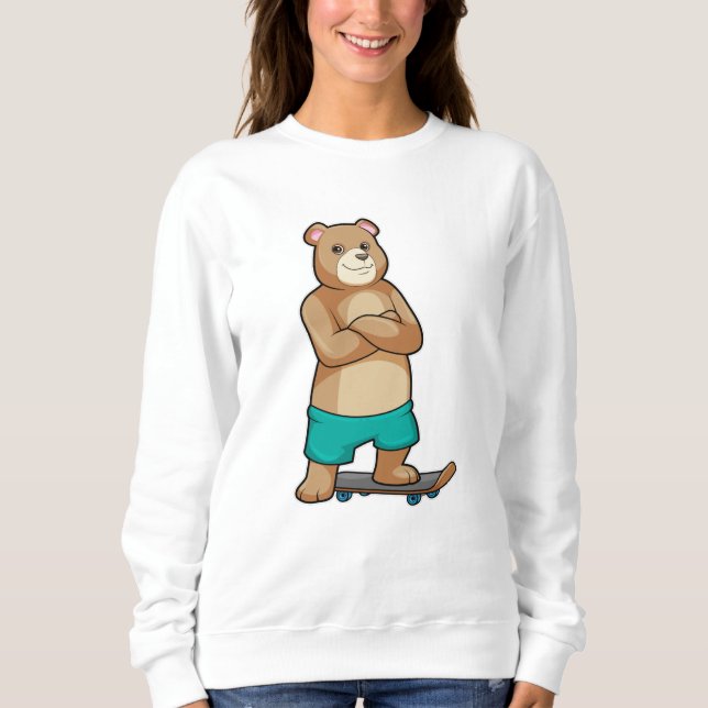 Bär som Skater med Skateboard T Shirt (Framsida)