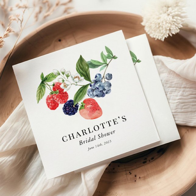 Bär Söt Akvarell Röd Blå Bröllopsdusch Pappersservett (Skapare uppladdad)