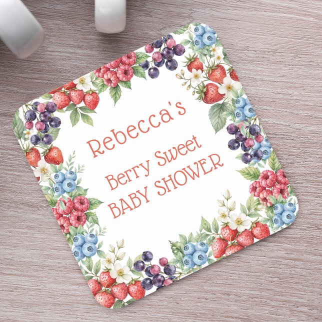 Bär Söt Bebis Shower ram med bär Underlägg Papper Kvadrat (Skapare uppladdad)