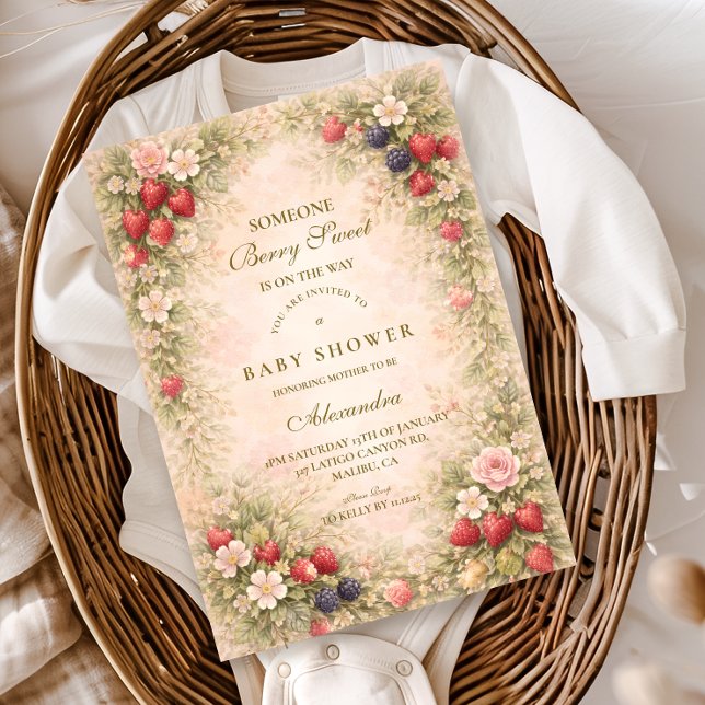 Bär Söt Blommig Bebis Shower Inbjudningar (Skapare uppladdad)