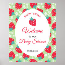 Bär Söt Grön Jordgubb Baby Shower Välkommen