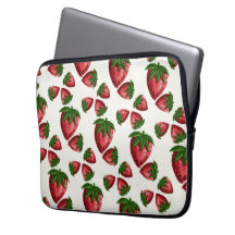 Bär-söt handritad jordgubbs-laptopfodral