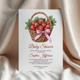 Bär Söt Jordgubb Baby Shower Inbjudningar