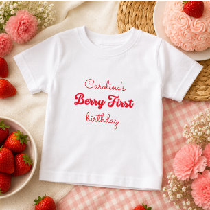 Bär Söt Jordgubb Första Födelsedagsfirande T Shirt
