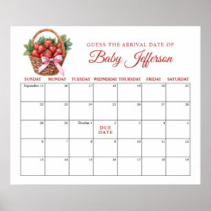 Bär Söt Jordgubb Gissa Förfallodatum Kalender Poster