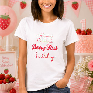 Bär Söt Jordgubbs 1-års Födelsedagsfest T Shirt