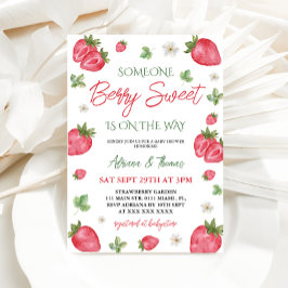 Bär Söt Jordgubbsflicka Baby Shower  Inbjudningar